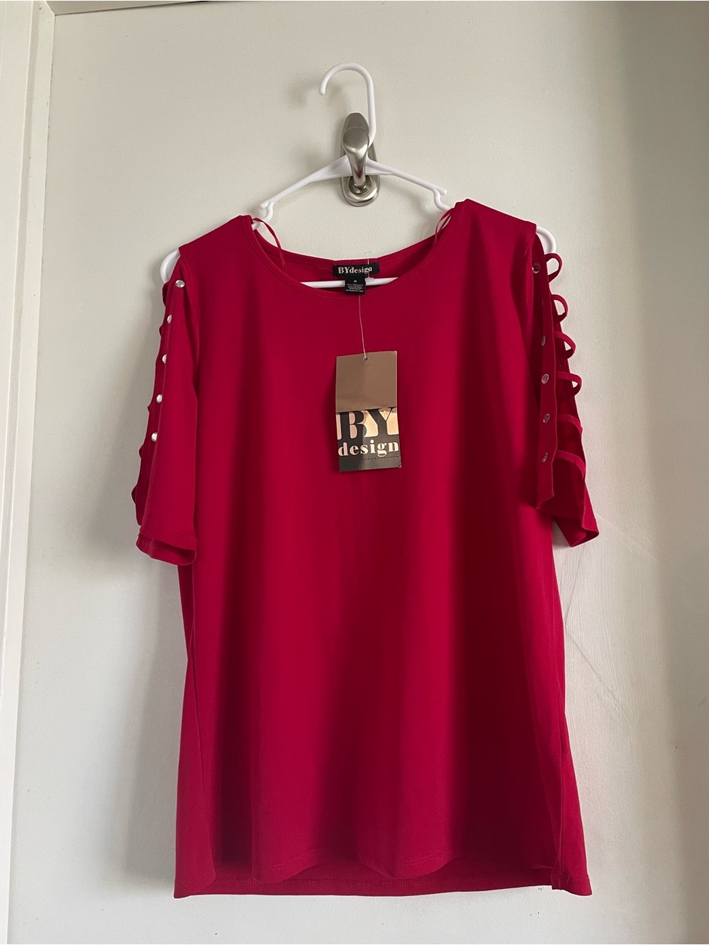 BYdesign Women's Fuchsia Ladder-Sleeve Blouse